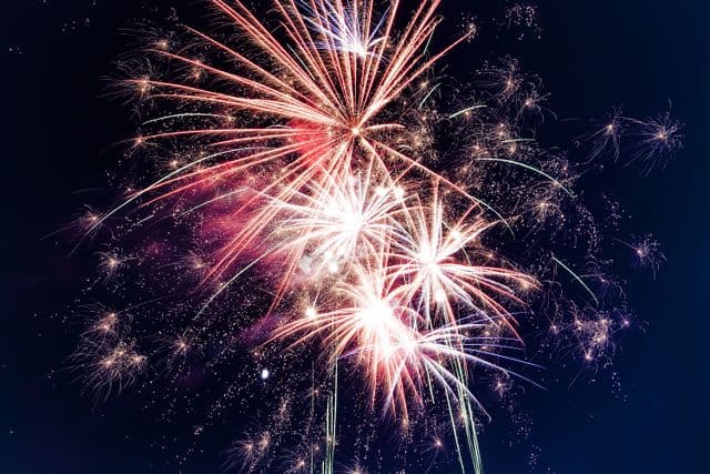 Fireworks bursting over the night sky